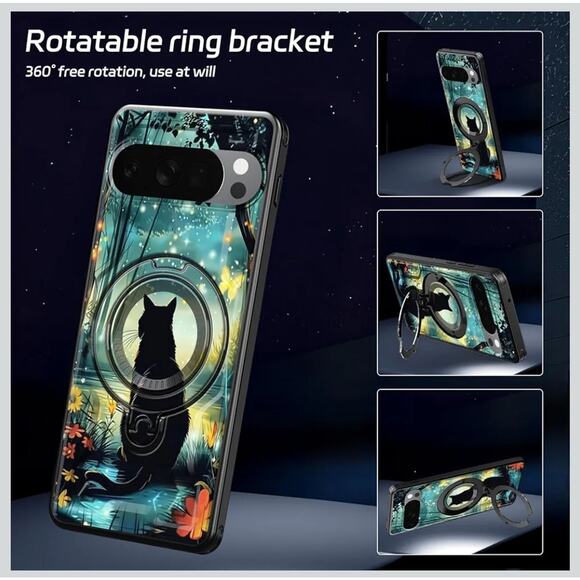 Black Cat Phone Case Cover For Google Pixel 10 Pro XL Military Magnetic Ring - Picture 4 of 10